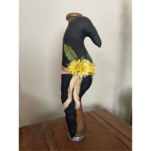 Vintage Wooden Spool Textile Mill Thread Spindle Holder with Spring Crow Decor A